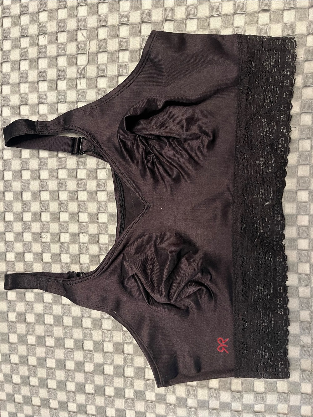 Ruby Ribbon Black Lace-Trim Soft Bralette